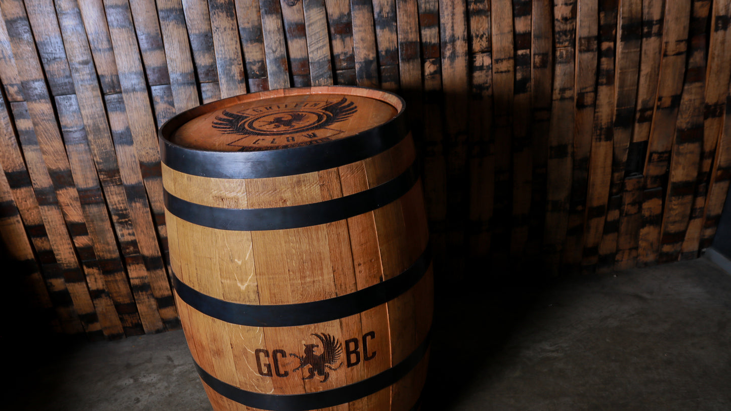 Custom Engraved Whole White Oak Whiskey Barrel - Motor City Barrels