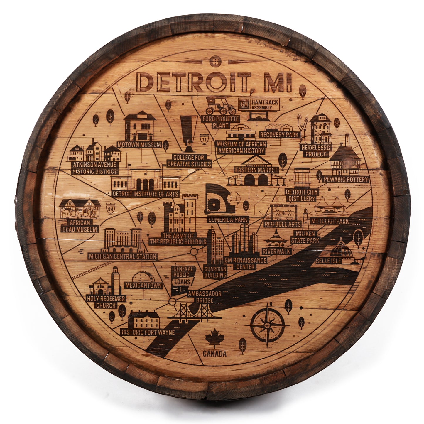 Detroit Map Barrel Cap - Motor City Barrels