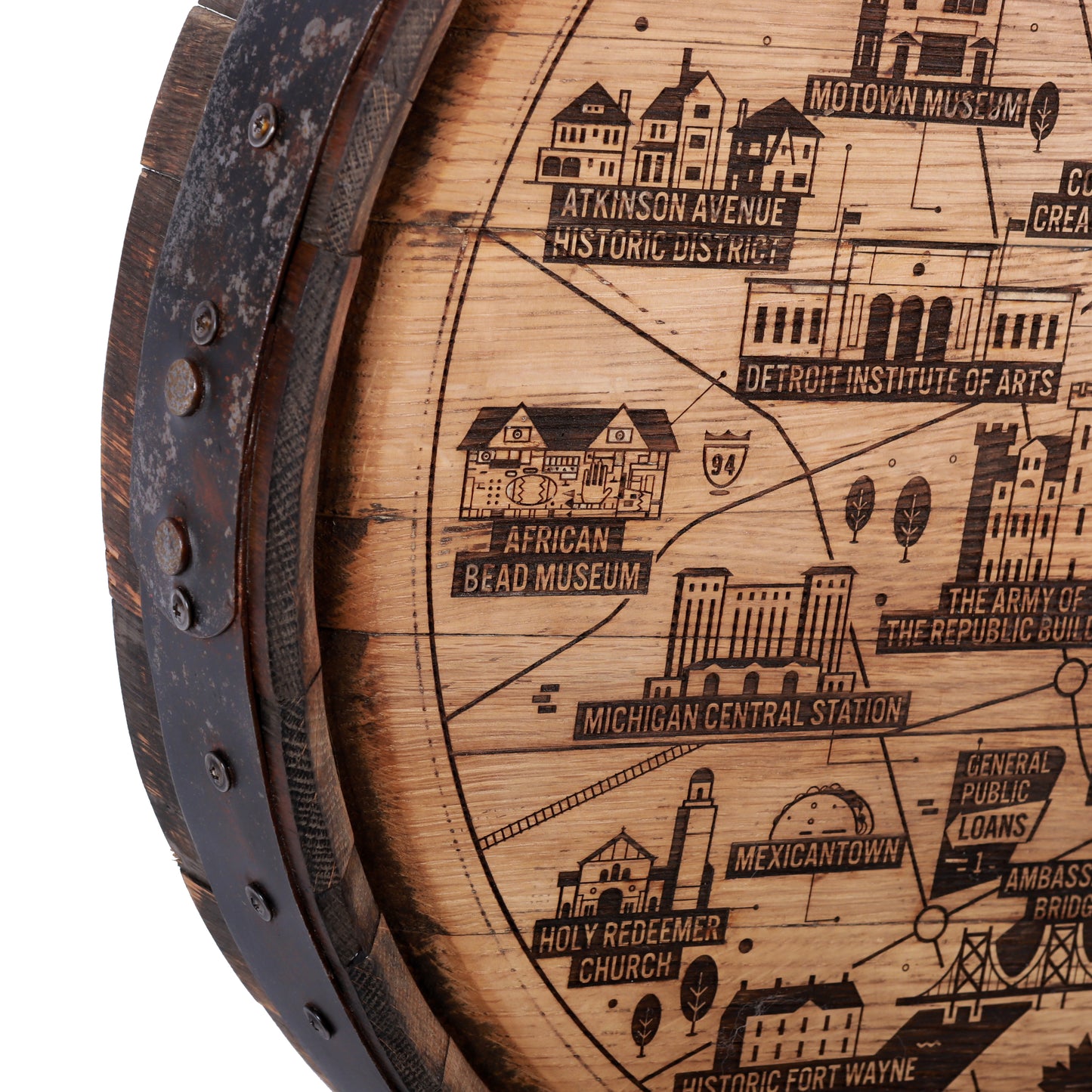 Detroit Map Barrel Cap - Motor City Barrels