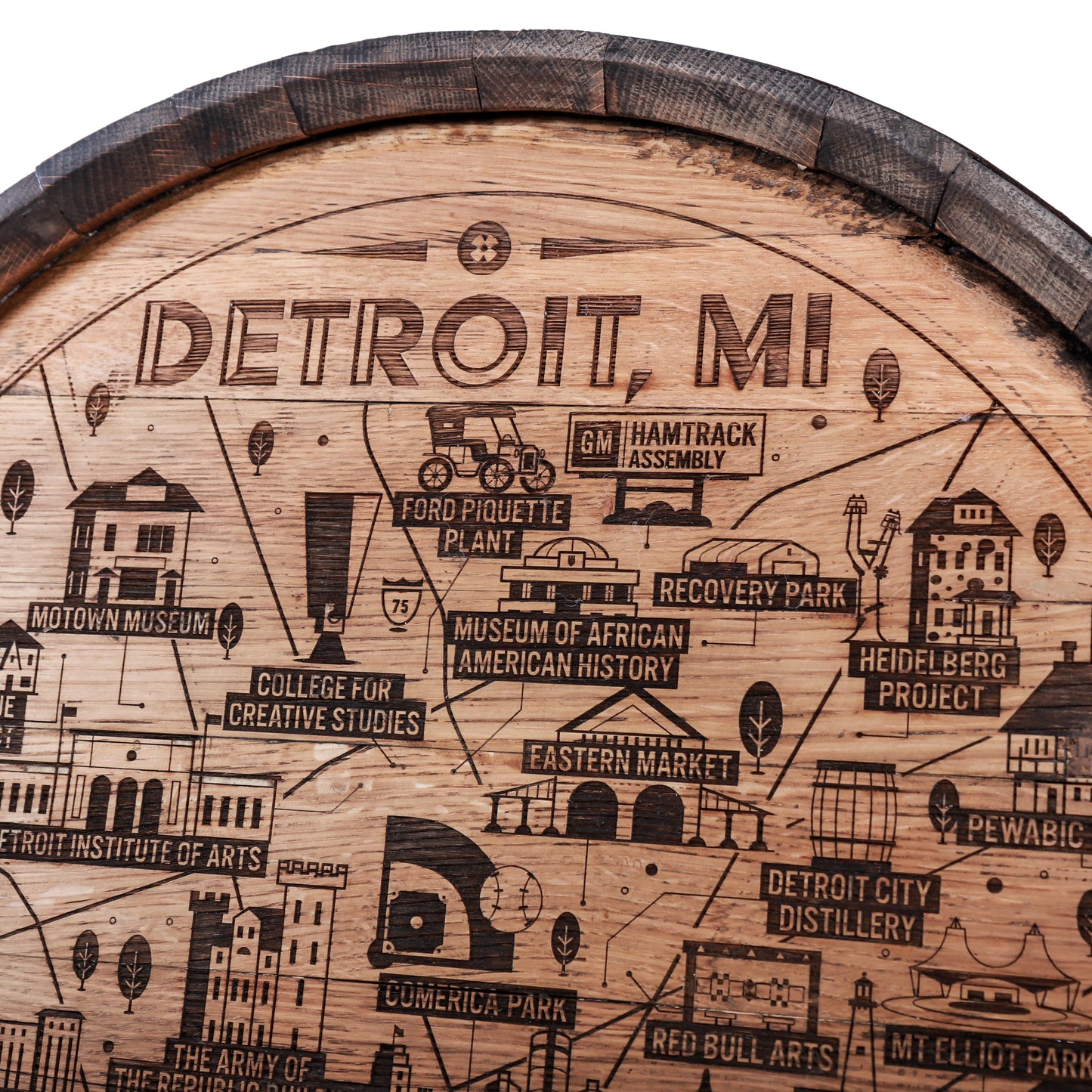 Detroit Map Barrel Cap - Motor City Barrels