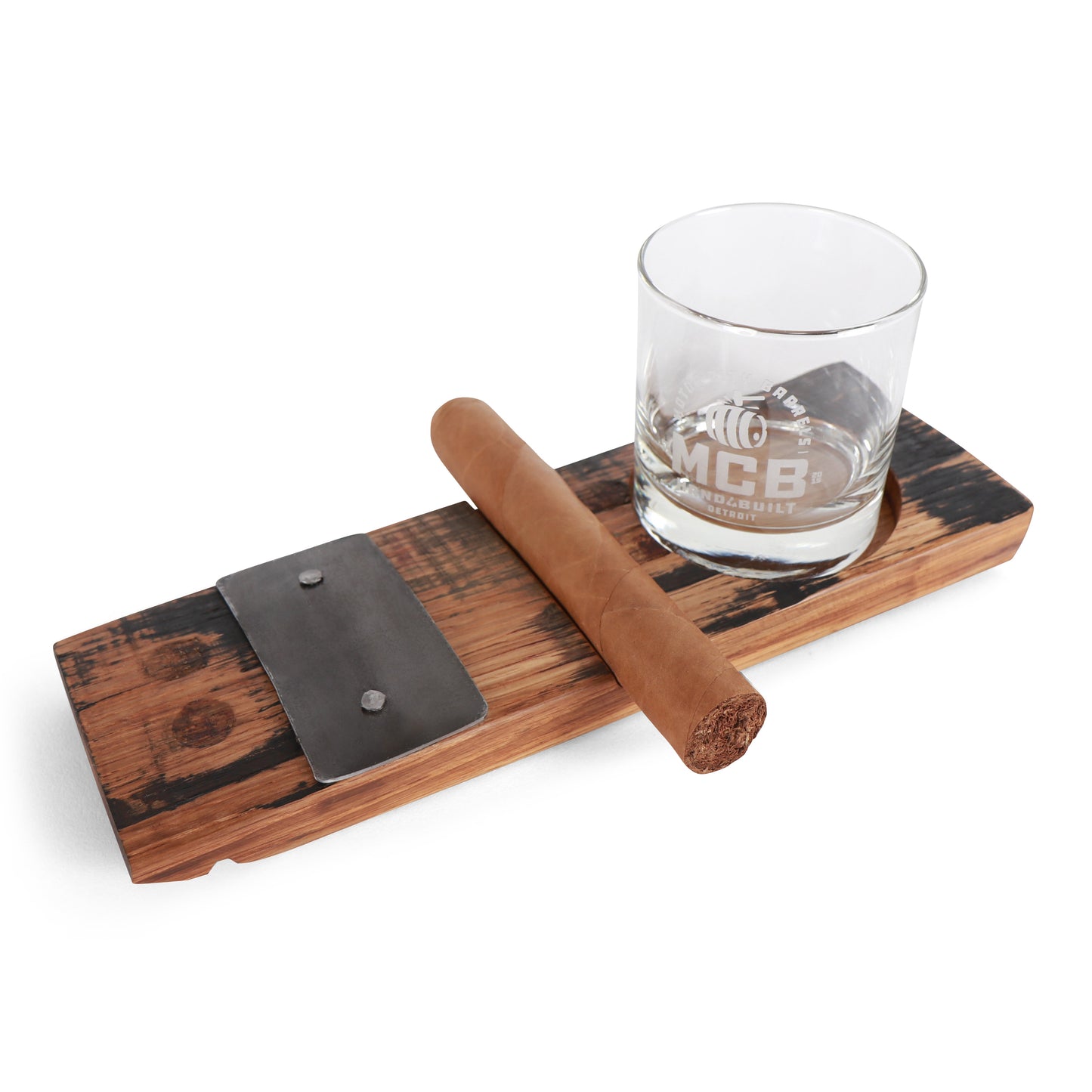 Cigar Holder with Rocks Glass - Motor City Barrels