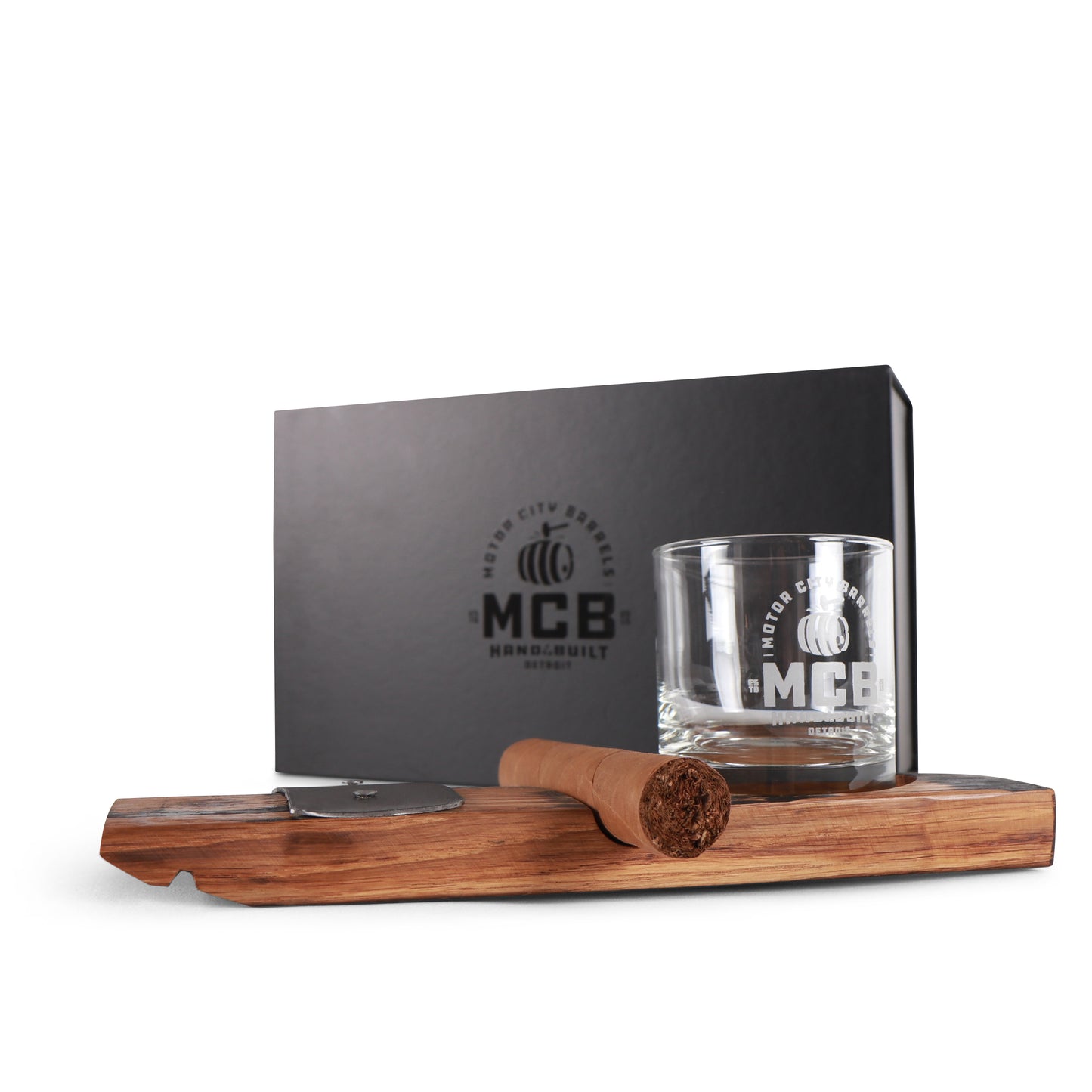 Cigar Holder with Rocks Glass - Motor City Barrels