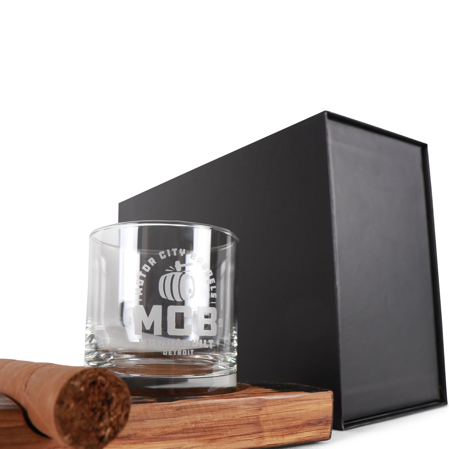 Cigar Holder with Rocks Glass - Motor City Barrels