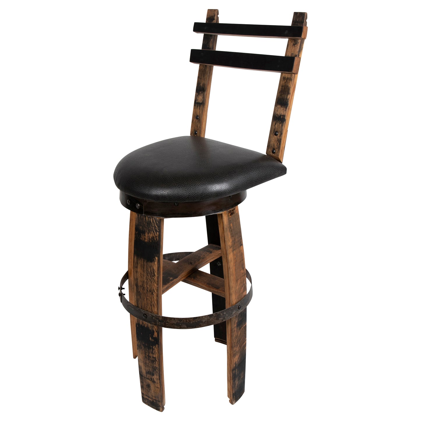 160 PROOF Bar Stool with Swivel Vinyl Seat - Motor City Barrels
