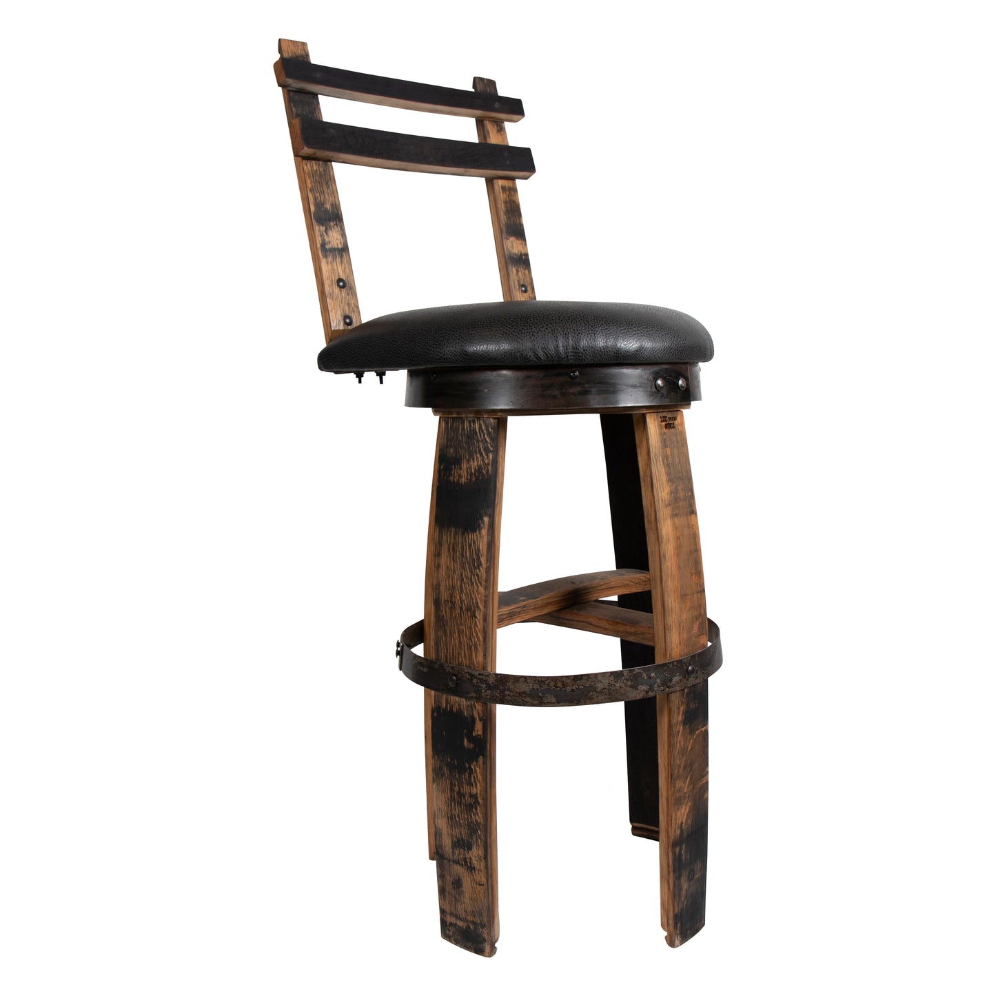 160 PROOF Bar Stool with Swivel Vinyl Seat - Motor City Barrels