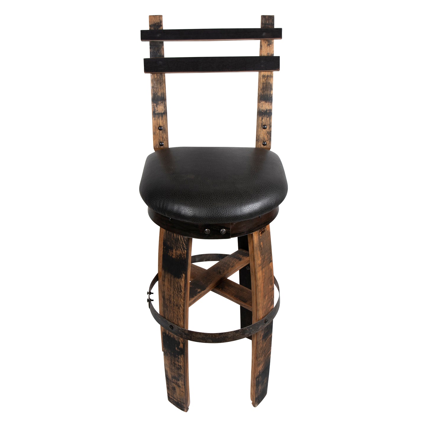 160 PROOF Bar Stool with Swivel Vinyl Seat - Motor City Barrels