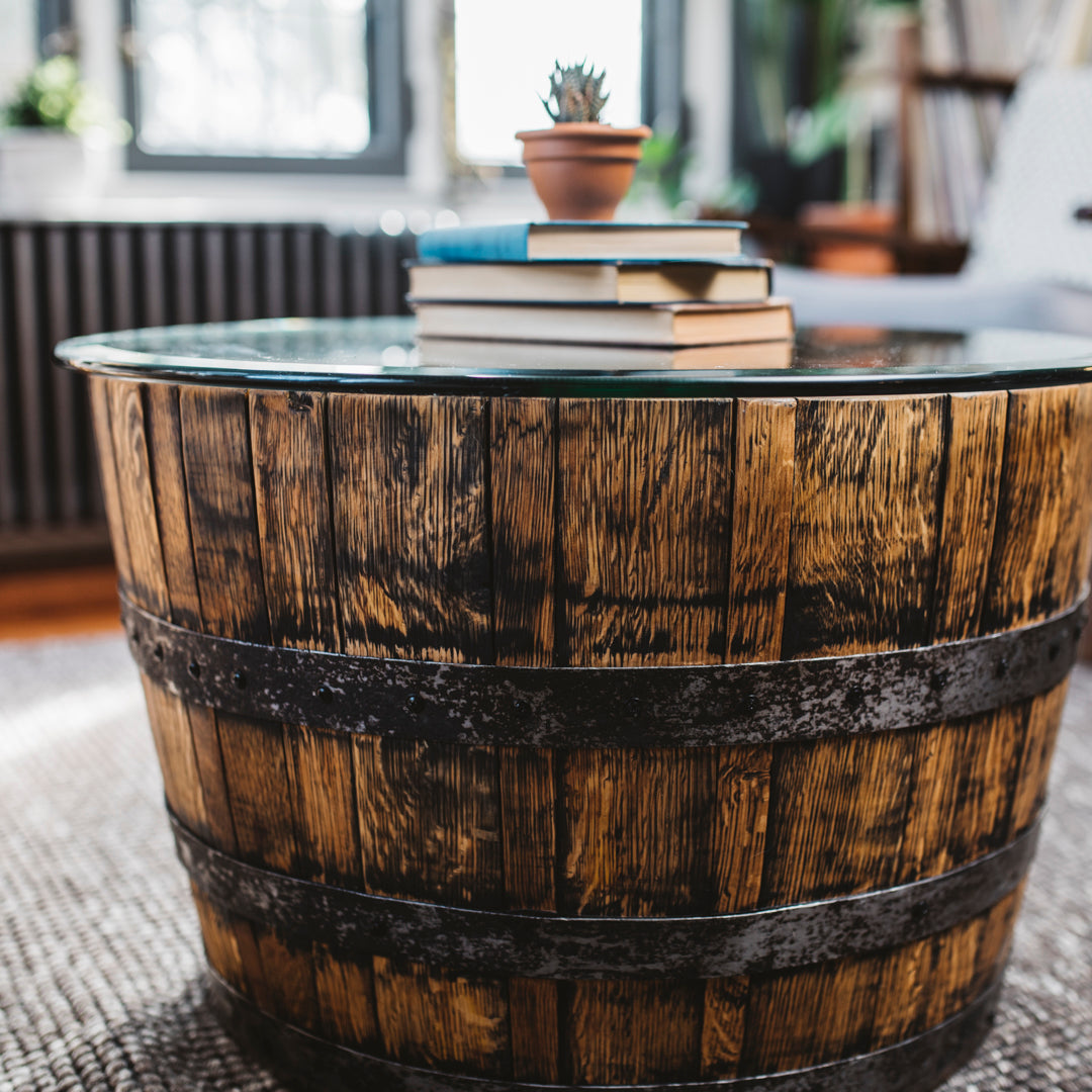Whiskey Barrel Oak Coffee Table - Motor City Barrels