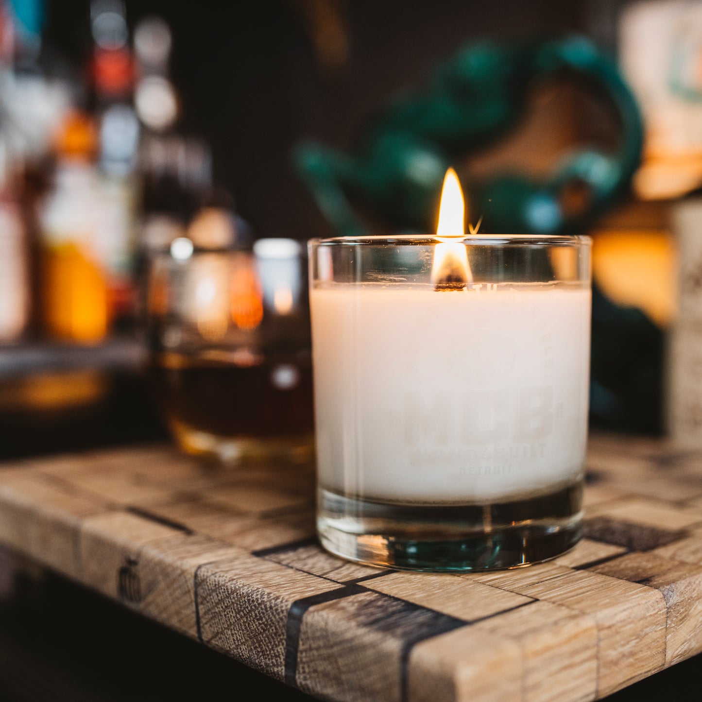 Rocks Glass Candle - Motor City Barrels