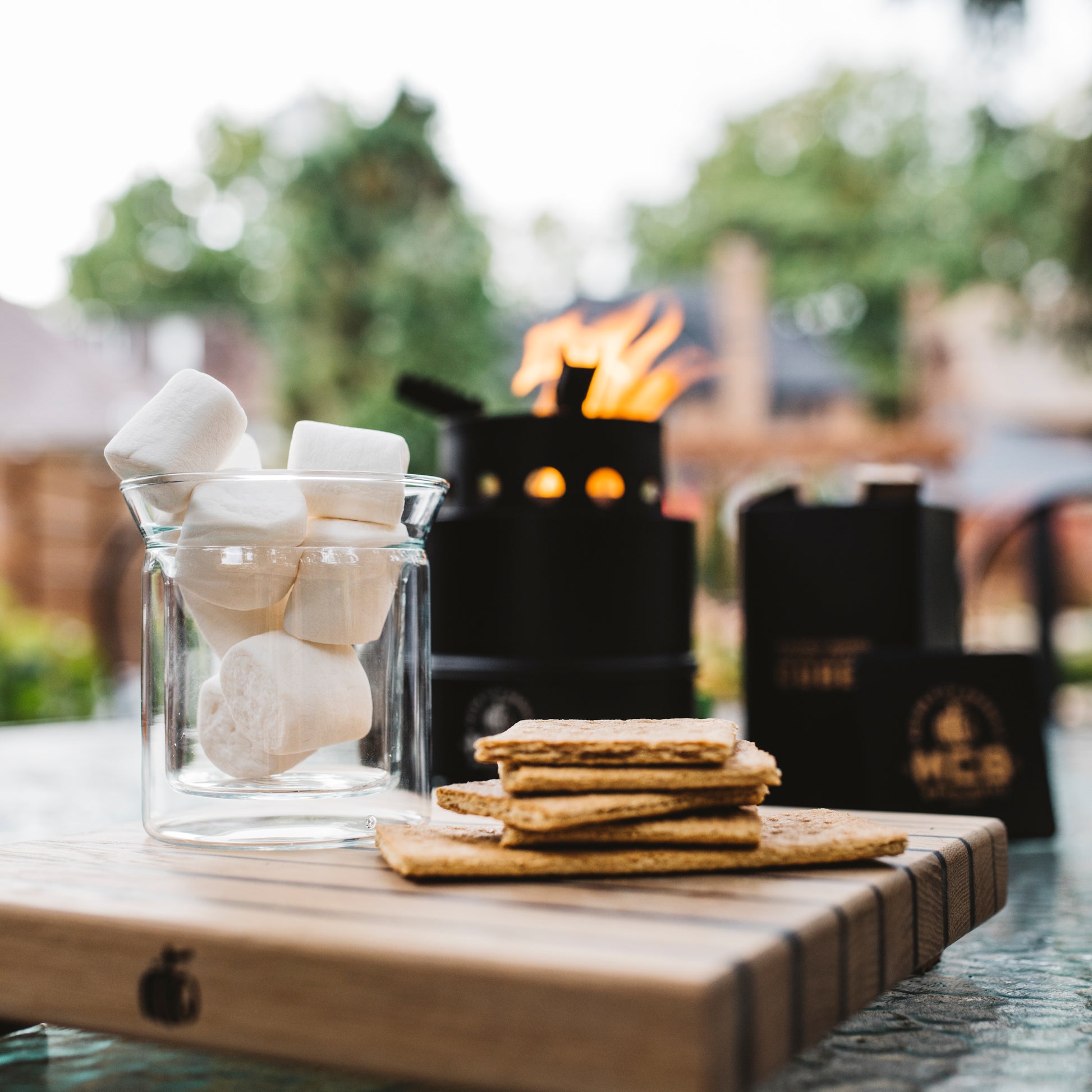 Mini Smokeless Campfire Pit with Smoking Wood Barrel Cubes - Motor City Barrels