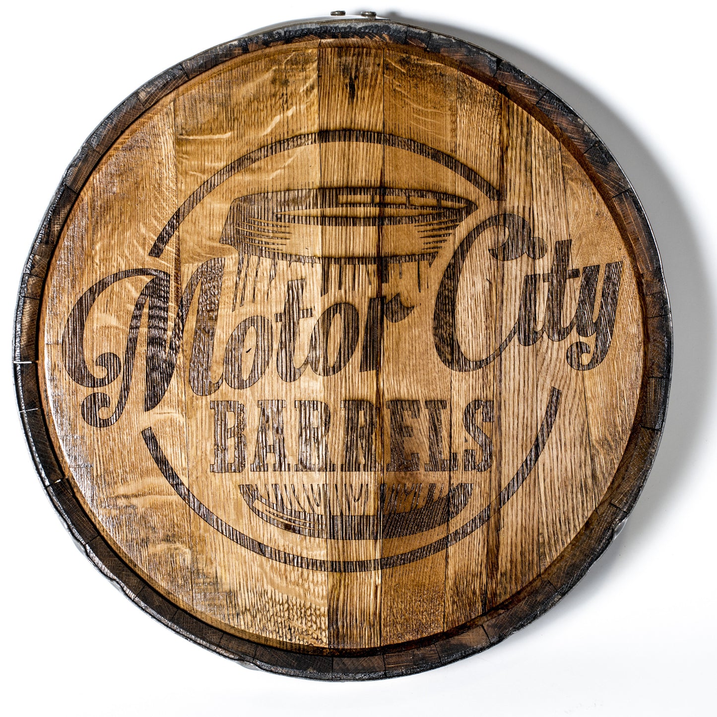 Engraved Custom Barrel Top - Motor City Barrels