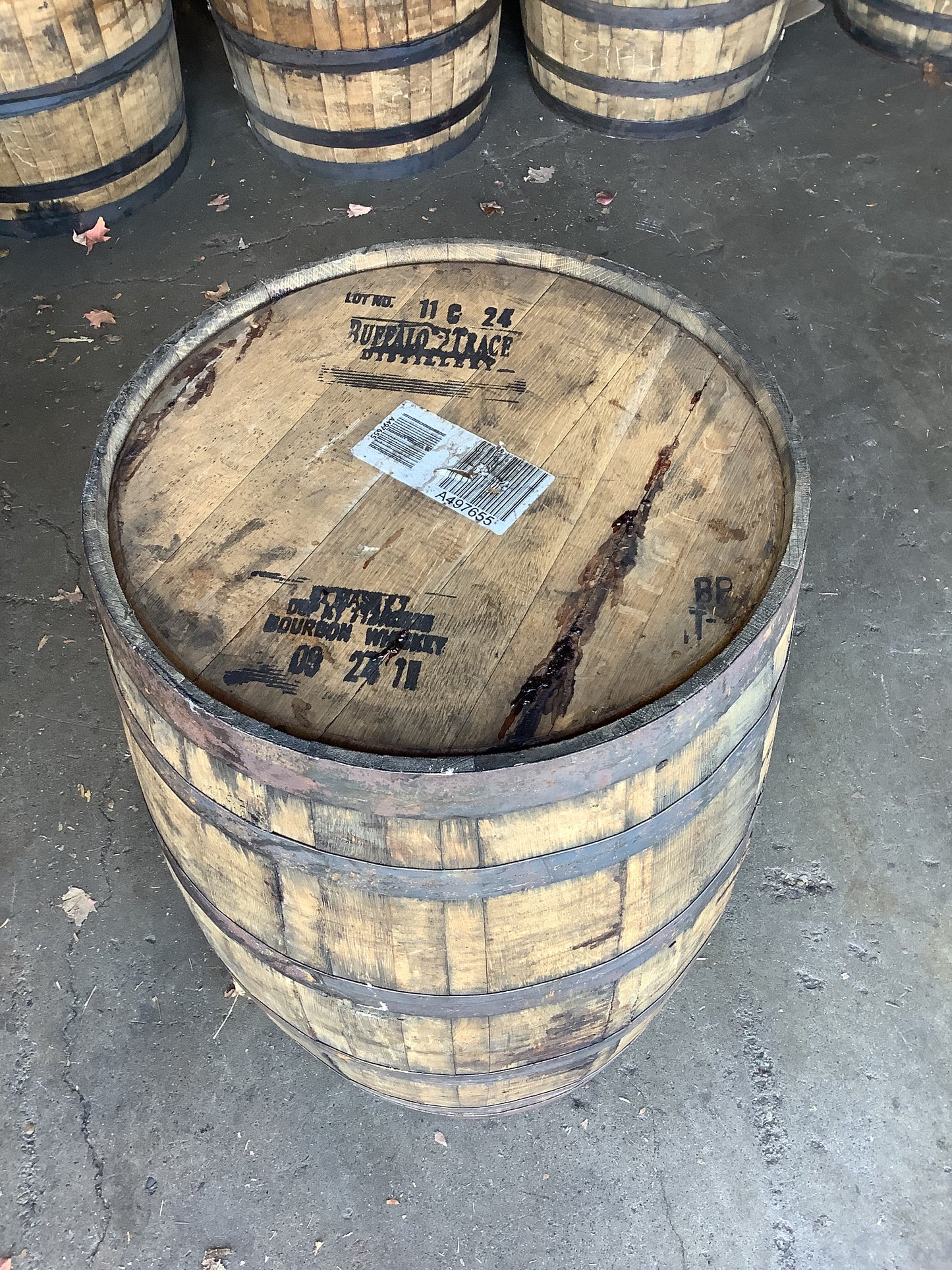 Buffalo Trace Top Whiskey Barrel Whole Authentic 53 Gallon - Motor City Barrels