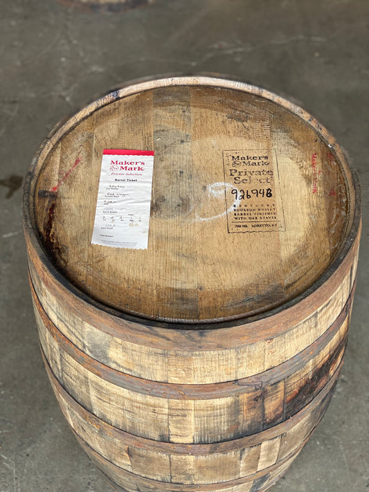 Furniture Grade - Makers Mark Private Select - Whiskey Barrel 53 Gallon - Motor City Barrels