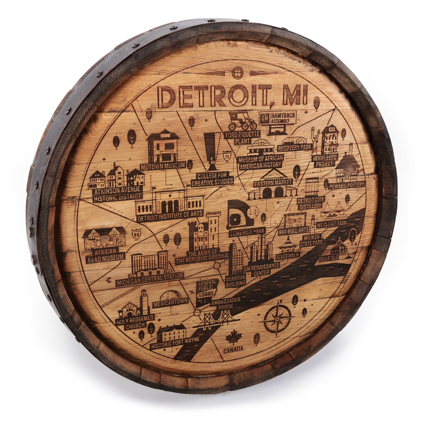 Detroit Map Barrel Cap - Motor City Barrels