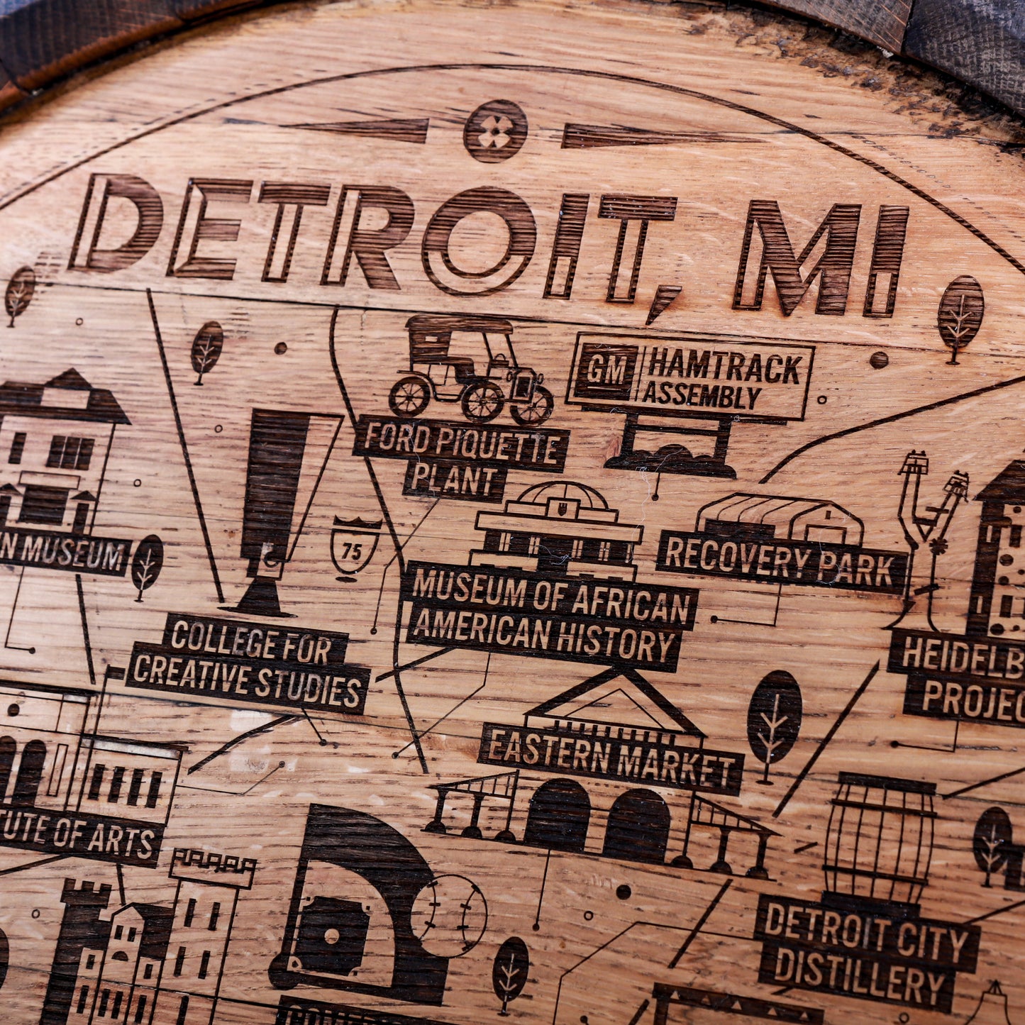 Detroit Map Barrel Cap - Motor City Barrels