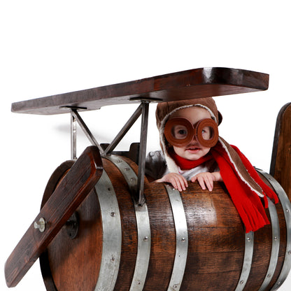 Airplane Wooden Oak Barrel Kids Rocker - Motor City Barrels