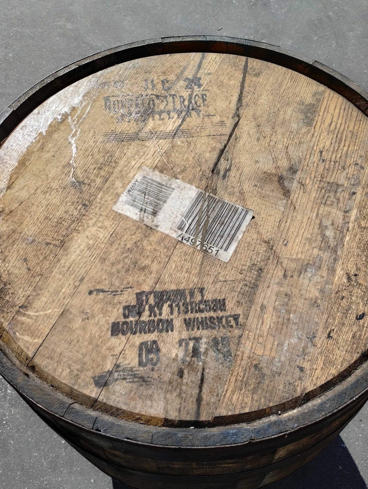 Buffalo Trace Top Whiskey Barrel Whole Authentic 53 Gallon
