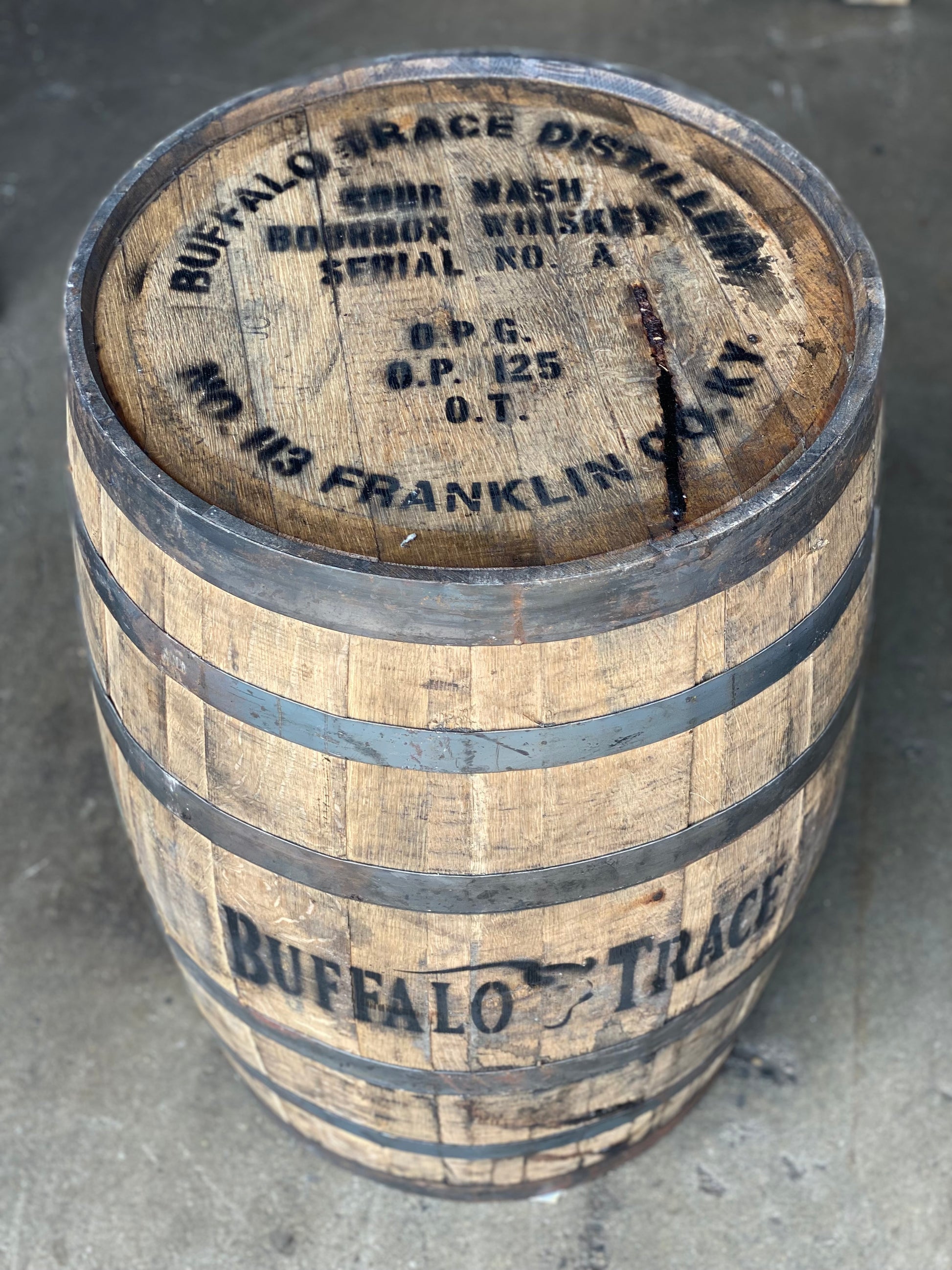 Buffalo Trace Whiskey Barrel Whole Authentic 53 Gallon - Motor City Barrels