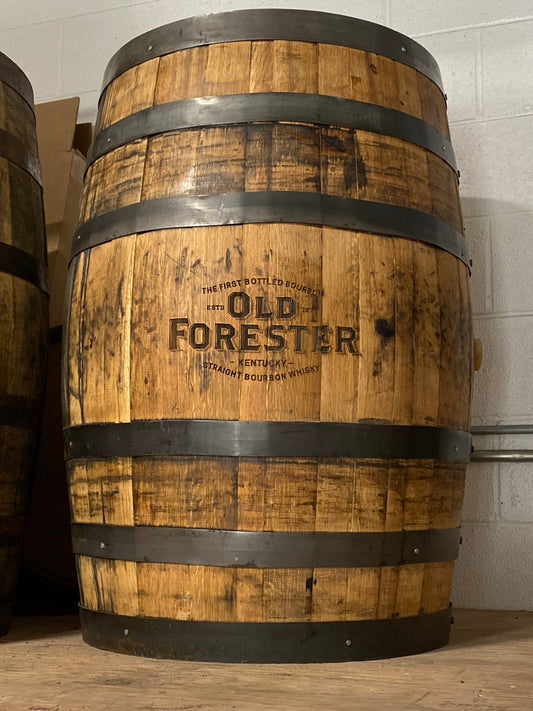 Furniture Grade - Old Forester - Engraved Whiskey Barrel - Motor City Barrels